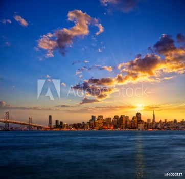 Picture of San Francisco skyline at sunset California USA